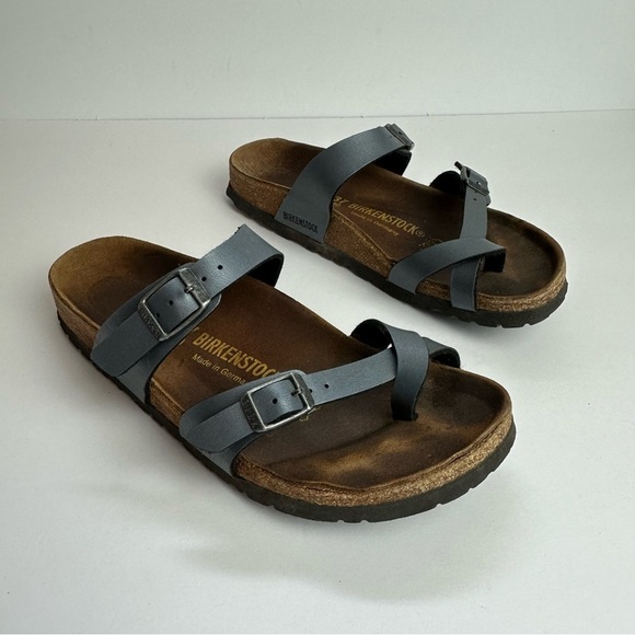 Birkenstock Mayari Metallic Blue Sandals Women's Size 6 or Men's Size 4 Shoes 37 - Picture 1 of 12